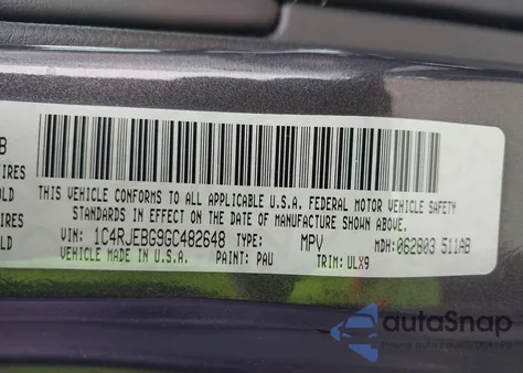 2016 Jeep Grand Cherokee Limited z USA, uszkodzony, nr VIN 1C4RJEBG9GC482648